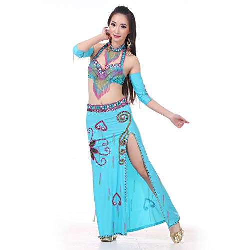 Tissu Pour Danse Orientale - Voile Bleu - 2 Pièces Festonnées - Neuf