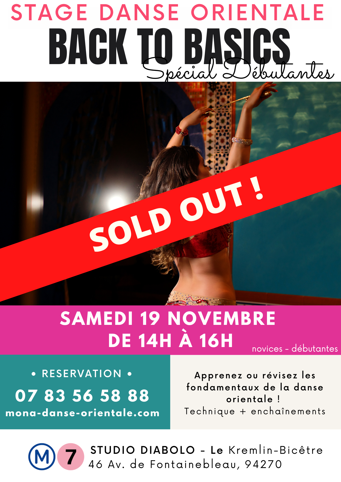 Affiche du stage de danse orientale Back to Basics du 19 novembre 2022 à Paris