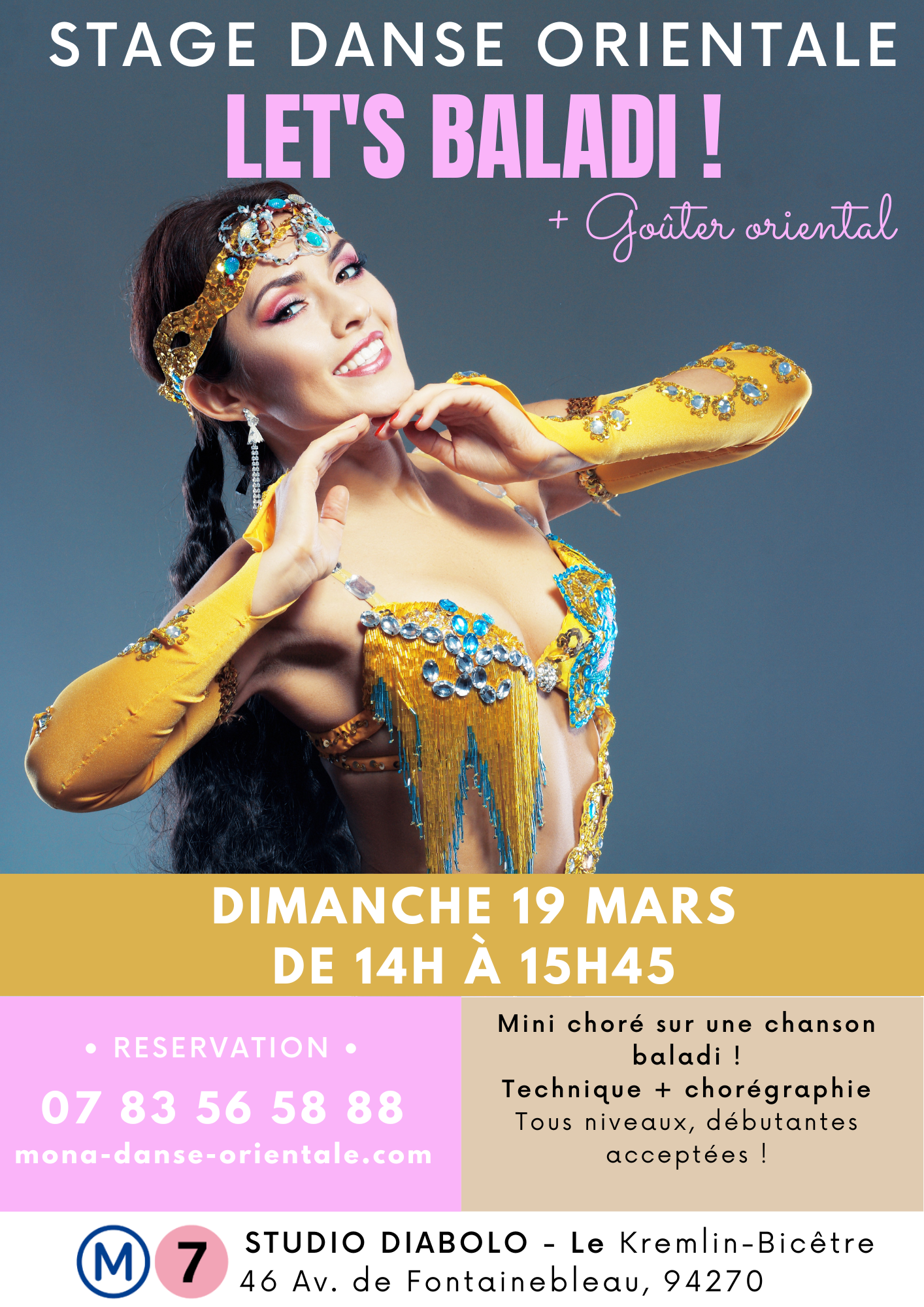 Affiche du stage de danse orientale Let’s Baladi du 19 mars 2023 à Paris