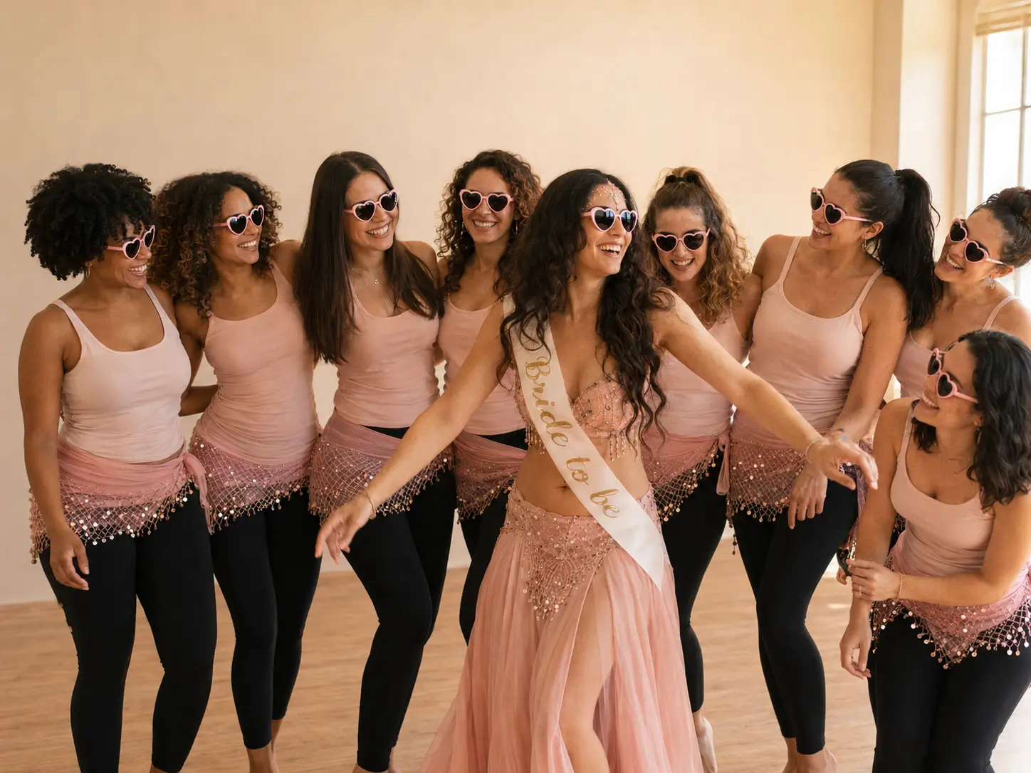 Groupe de participantes pendant un EVJF danse orientale à Paris